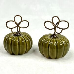 Mini Green Pumpkin Ceramic Photo Holder Set